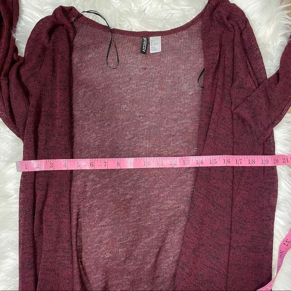 H & M Light maroon draped open front sweater size small boho